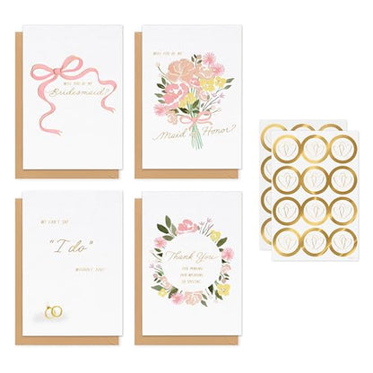 American Greetings 20-Count Wedding Party Proposal and Thank You Card Bundle with Envelopes and Seals - color: BRIDESMD PROPSL 20 CARD BNDL