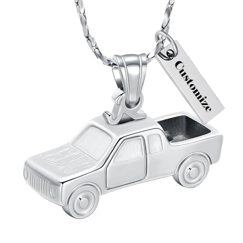 Imrsanl Cremation Jewelry Pick Up Truck Urn Necklace | Memorial Pendant Keepsake, Ashes Necklace for Men Women, Loved Ones Ash Holder - color: Customize