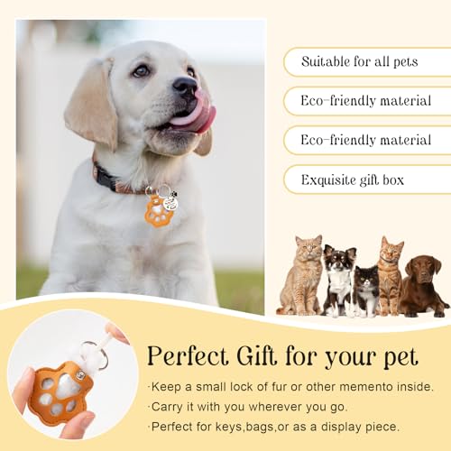 6 Pcs Pet Fur Memory Charm Keychain, Dog Hair Keychain for Memorial | Unique Pet Memorial Gifts for Dogs, Handmade Pet Fur Keepsake to Preserve Dog or Cat Hair