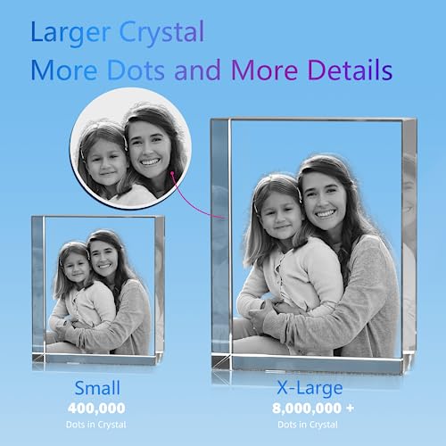 HAN'S LASER 3D Crystal Photo, Personalized Gift with Your Own Photo, Unique Father’s Day, Marriage, Memorial Present-Medium Portrait - size: Medium Portrait