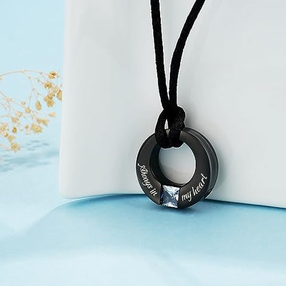 YOUFENG 3 Pieces Cremation Urn Necklaces for Ashes Keepsake Cremation Jewelry Cross Round Bar Birthstone Crystal Stainless Steel Memorial Pendant for Women Men - color: Clear Zircon