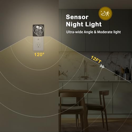 Skull Skeleton Love Night Light,Plug in Night Light, Dusk to Dawn Sensor Nightlights for Stairway/Hallway/Kitchen/Bedroom/Bathroom 0.5W - color: Skull Skeleton Love