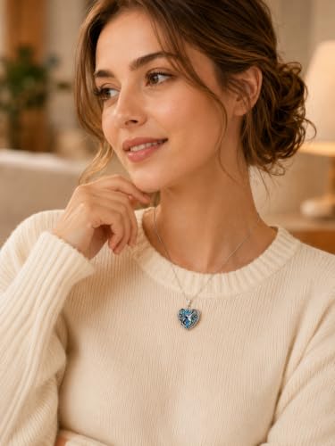 JKR Heart Picture Locket Necklace for Women That Holds Pictures Jewelry | Memorial Necklace with Picture Anniversary Birthday Gift for Women Wife Mom Girlfriend - color: Hummingbird