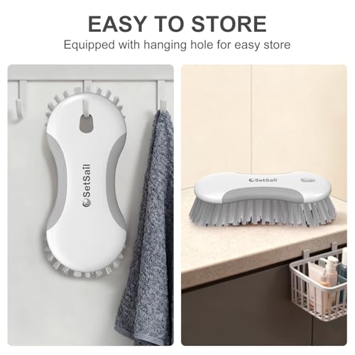 SetSail Multi-Purpose Scrub Brush of 2 Pack, Gray | Stiff Bristles Cleaning Brush with Non-Slip Grip Heavy Duty Scrub Brushes for Cleaning Bathroom Kitchen Tile Bathtub Sink - color: Gray