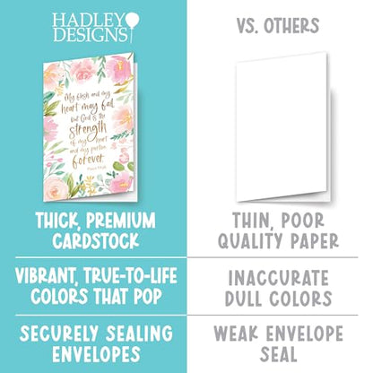 Hadley Designs Religious Sympathy Cards With Envelopes - 24 Christian Sympathy Cards Bulk, Bereavement Card Religious, Christian Sorry For Your Loss Card, Thinking Of You Heartfelt Condolences - style: Floral Pink Blush 24 pcs