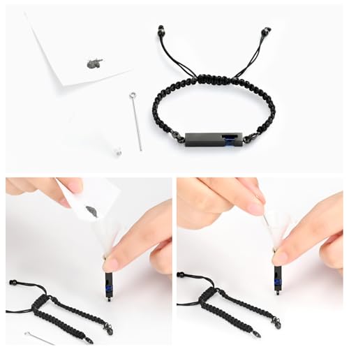 XSMZB Urn Bracelet for Ashes Stainless Steel Crystal Cube Cremation Bangle Locket Memorial Ashes Holder Keepsake for Women Men - color: Black-Blue