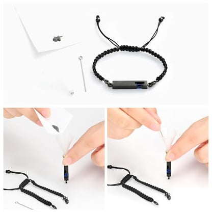 XSMZB Urn Bracelet for Ashes Stainless Steel Crystal Cube Cremation Bangle Locket Memorial Ashes Holder Keepsake for Women Men - color: Black-Blue
