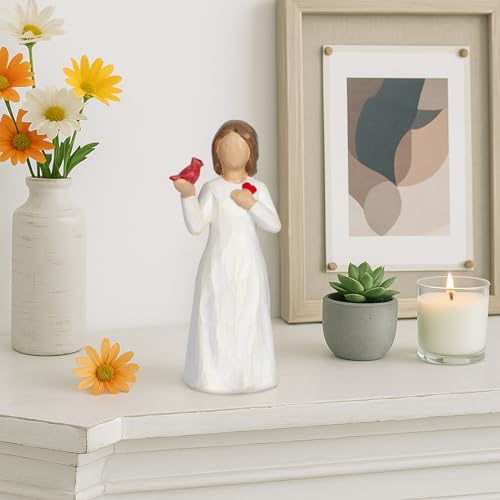 Cardinal Gifts for Women Red Cardinal Decor Girl Figurine Sympathy Gifts for Loss of Loved One Grief Gifts for Women Memorial Gift Resin Home Decor Sculpted Hand-Painted Angel Figurine Gift - style: Style 1