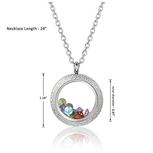 Jovivi 25mm/30mm Living Floating Memory Glass Locket Necklace - Stainless Steel Secure Buckle Closure - color: 30mm(Matte Locket)