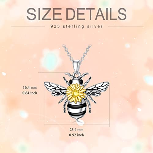 PELOVNY Urn Necklace for Ashes 925 Sterling Silver Butterfly Dragonfly Bee Phoenix Hummingbird Urn Necklaces Animal Crystal Cremation Jewelry for Ashes Cat Dog Pet Memorial Gifts - color: 16-Bee Urn A