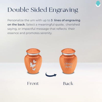 Keepsake Embrace Custom Engraved Butterflies Cremation Urn (Pearl Orange) - color: Pearl Orange