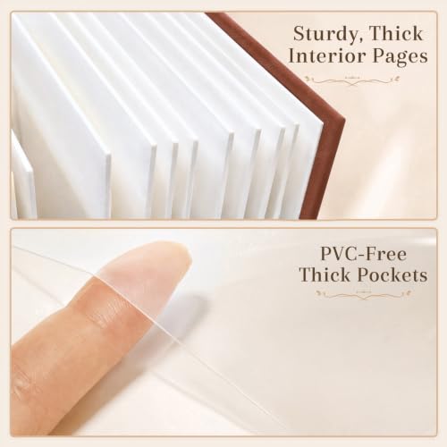 Ruibytree 128 Pockets Instant Mini Photo Album for 2x3 Pictures, Brown | Writing Space, Premium Vegan Leather, Flat-Fit Clear Pocket, Wedding Guest Book for Polaroid 2x3 Photos, Graduation Keepsakes - color: 128 Pocket Brown