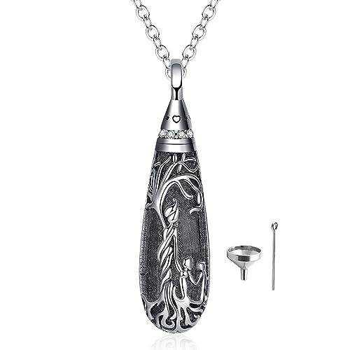Sterling Silver Tree of Life Flower Celtic Cremation Ashes Urn Pendant Necklace for Women - color: Tear *Treelife Mom&Kid