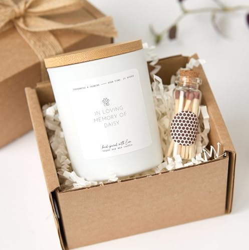 Memorial Candle Gift Box | Personalized in Loving Memory Candle with Matches | Remembrance Keepsake Gift-White/Vanilla - color: White