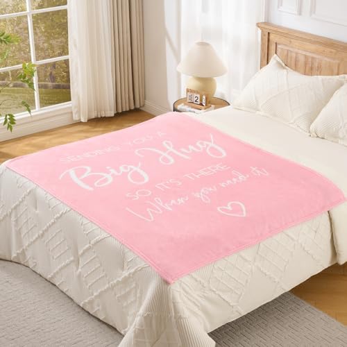 Thinking of You Gifts for Women Men – Get Well Blanket 50x60 Inch, Pink Flannel Comfort Hug Blanket, Sympathy Throw for After Surgery, Chemo, Illness, Recovery - color: Get Well-pink