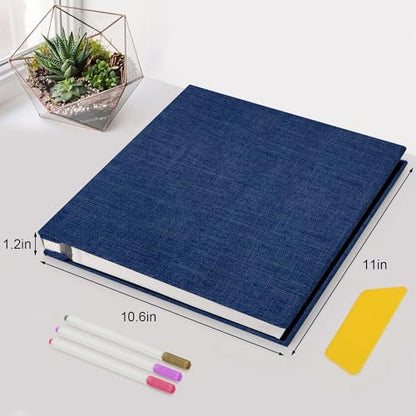 Zesthouse Photo Album Self Adhesive Pages, 60 Pages Magnetic Scrapbook Albums with Sticky Page, Photos Album Holds 8x10 & 5X7 & 4x6 & 6x8 & 3x5, Large Picture Book Ideal Gift for Family Wedding Baby - color: Deep Blue, size: 11"x10.6"/White 60 Pages