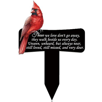 Hicarer Cardinals Grave Markers Cardinals Memorial Gift Metal Sympathy Stakes for Cemetery Memorial, Garden Yard, 11.8 x 7.87 Inch(Love Forever) - style: Love Forever