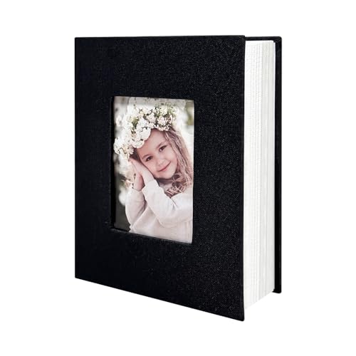 Photo Album 4x6 100 Pockets, Linen Cover Top Loader Vertical, Slip-in Picture Black Pockets Albums for Wedding, Family, Anniversary, Baby, Vacation - color: Black, size: 100 Pockets