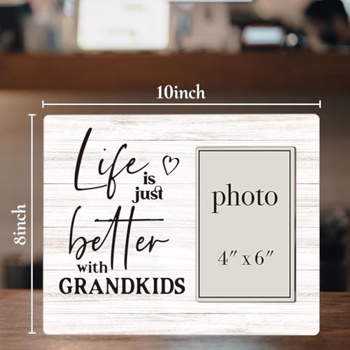 Life Is Just Better with Grandkids Picture Frame, Grandpa Grandma Gifts | Grandparents and Grandkids Wooden Picture Frame, 4 x 6 Inch Photo - color: Life