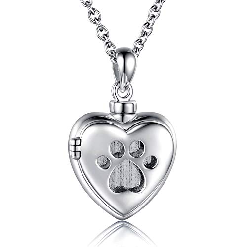 925 Sterling Silver Cremation Jewelry for Pet Ash Urn Necklace for Dog Cat | Memorial Ash Pendant Women Remembrance Keepsake Gift for Loss of Loved Furry Friend - style: pet urn locket necklace
