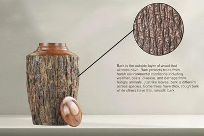 Medium Cremation Urn for Adult Ashes – 80 cu in – Rustic Rosewood Bark Wooden Memorial Urn – Handcrafted Funeral Jar for Human Ashes(small) - size: Small(80cu/in)