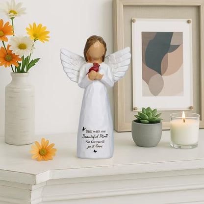 Angel Cardinal Gifts for Women Red Cardinal Decor Angel Figurine Sympathy Gifts for Loss of Mother Mom One Grief Gifts for Women Memorial Cardinal Gift Resin Home Decor Sculpted Hand-Painted - style: Cardinals 1