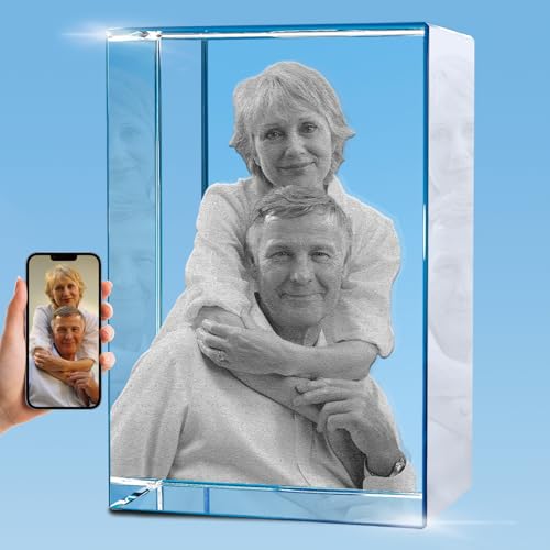 HAN'S LASER 3D Crystal Photo, Personalized Gift with Your Own Photo, Unique Father’s Day, Marriage Gift, Memorial Present-Large Portrait - size: Large Portrait