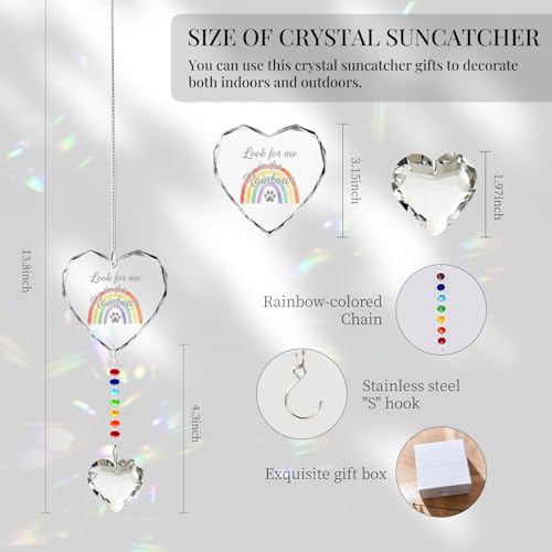 Hegelda Pet Memorial Gifts for Dogs Cats Crystal Suncatcher Ornaments | Pet Rainbow Bridge Sympathy Gifts for Loss of Dog Cat, Thoughtful Dogs and Cats Remembrance "Look for me in the Rainbows" - style: Dog/Cat