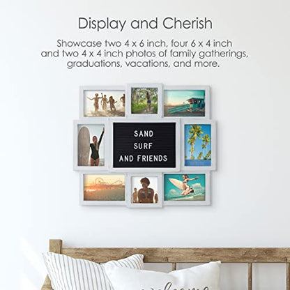 MELANNCO Customizable Letterboard 8-Opening Photo Collage, 19 x 17 inch, Distressed White - color: Distressed White, size: 19x17 - 8 Opening
