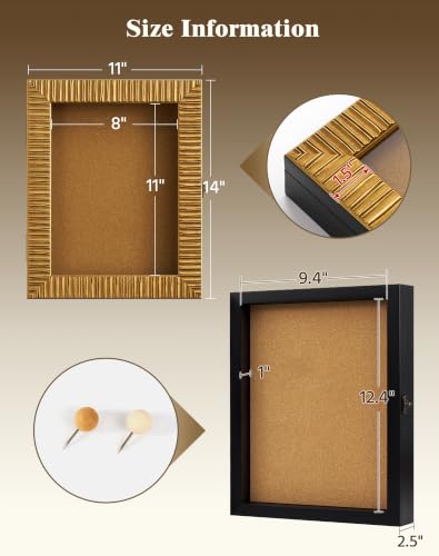 11x14 Antique Gold Shadow Box Display Case for Photo Print Postcard Ticket - color: Gold, size: 11x14
