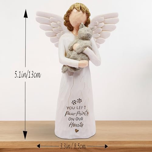 BORLESTA Memorial Gifts Angel - Sympathy Gifts for Loss of Loved One, Cat Memorial Gifts for Loss of Cat, Cat Passing Away Gifts - Cat Angel Figurines