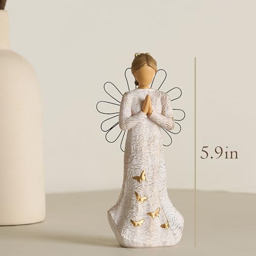 Sympathy Angel Figurines for Loss of Loved Ones Angel Statues | Home Decor Serenity Prayer Gifts for Women Resin Sculpted Hand-Painted Figure Bereavement Gift Praying Hands Statue - style: Sympathy Angle( Standing Style)