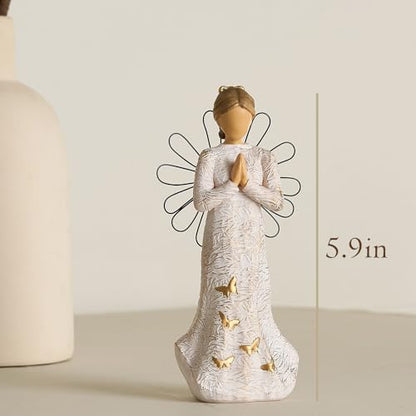 Sympathy Angel Figurines for Loss of Loved Ones Angel Statues | Home Decor Serenity Prayer Gifts for Women Resin Sculpted Hand-Painted Figure Bereavement Gift Praying Hands Statue - style: Sympathy Angle( Standing Style)