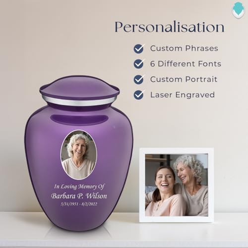 Geturns Embrace Adult Personalized Picture Cremation Urns for Human Ashes I Large Photo Purple Funeral Urn for Men and Women I 200 lbs - color: Purple