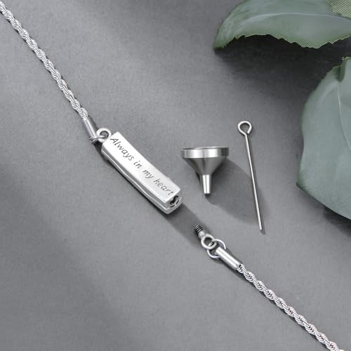 Urn Bracelet for Ashes for Women 925 Sterling Silver Bar Cremation Bracelet Cremation Memorial Keepsake Jewelry Gifts for A Loss of Loved Ones - style: Hummingbird-Text