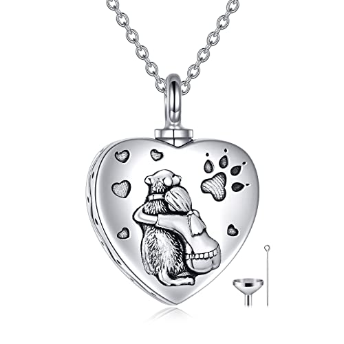 Urn Necklaces for Ashes 925 Sterling Silver Cremation Necklace Ash Pendant Memorial Jewelry Keepsake Gifts for Women - style: 2-1-Dog