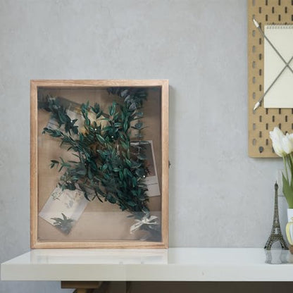 Shadow Box Frame 13x16, Wood Display Boxes with Linen Back - color: Wood, size: 13*16