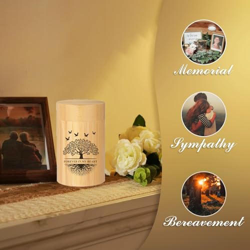 RIPFEVURN Small Urns for Human Ashes Keepsake 3 Inch Tree of Life Mini Cremation Urns for Ashes Adult Female Male Bamboo Scattering Tubes Urns for Ashes Holder for Women Men