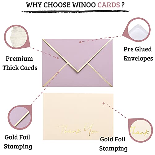 High-end Thank You Cards with Envelopes - 36 PK Heavy-duty Gold Thank You Notes 4x6 Inches Baby Shower Thank You Cards Wedding Thank You Cards Small Business Graduation Funeral Bridal Shower (Dusty Pink)
