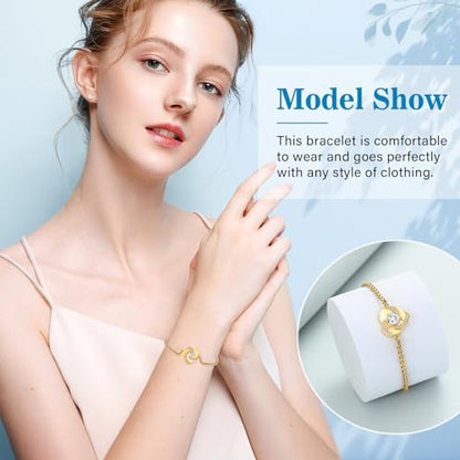Imrsanl Heart Urn Bracelet for Ashes for Women Inlaid Crystal Ajustable Link Bracelets Cremation Jewelry Keepsake Loved Ones Memorial Ashes Holder - color: Gold-White