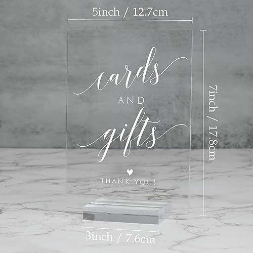 Acrylic Cards and Gifts Sign with Stands, 5"x7" Clear Acrylic Wedding Sign and Clear Stand, Wedding TableTop Sign for Wedding Reception Event Party (Cards and Gifts) - size: 5" x 7" Cards and Gifts Sign