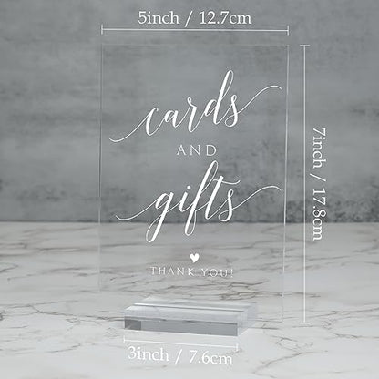 Acrylic Cards and Gifts Sign with Stands, 5"x7" Clear Acrylic Wedding Sign and Clear Stand, Wedding TableTop Sign for Wedding Reception Event Party (Cards and Gifts) - size: 5" x 7" Cards and Gifts Sign