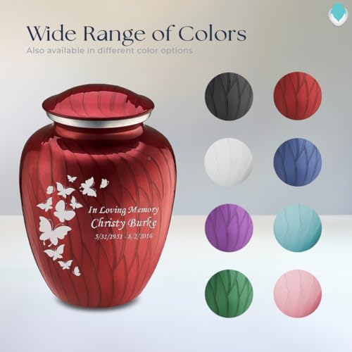 Geturns - Adult Custom Butterfly Cremation Urns for Human Ashes I Pearl Cany red Large Funeral Urn for Female and Male I 200 lbs - color: Pearl Candy Red