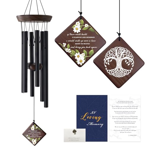 ASTARIN Memorial Wind Chimes for Outside, Sympathy Gift for Loss of Loved One, Tree of Life Wind Chimes for Mom Dad, Sympathy Bereavement Condolence Gift - size: Daisy