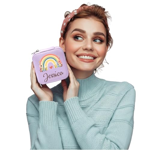 Ajiangwu Back To School Gifts,Custom Travel Jewelry Case for Kids,Personalized Small Jewelry Box Mini Teen Girl Gifts Trendy Stuff Jewelry Organizer for Rings, Necklaces, Bracelets - color: Design 6