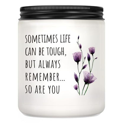 Get Well Gifts for Women, Inspirational Sympathy Gift, Cancer Care Candle | Surgery Recover Gifts, Cheer Up Gift, Encouragement Present for Women Friends Coworker, 7oz Lavender Scented Soy Wax Candle - color: White-Remember so are you