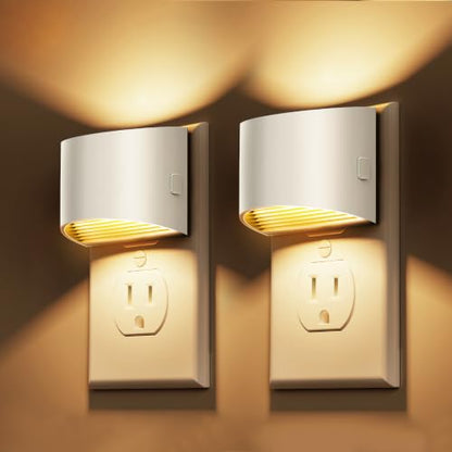 L LOHAS LED Night Lights Plug into Wall, Dimmable Night Light 2 Pack | Plug in Night Light with 3 Level Brightness, 3000K Soft White, White Housing - color: White