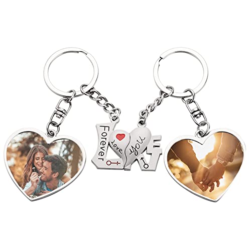 Custom Keychain with Picture, Llaveros Personalizados | Custom Text on Back, Keepsake Gift for Couples, Family, Friends, Anniversaries and Pet Memorials - color: Lovers