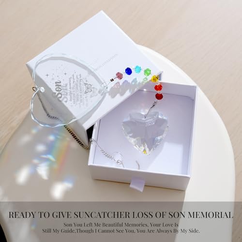 Hegelda Memorial Gifts for Loss of Son Crystal Suncatcher - style: Son