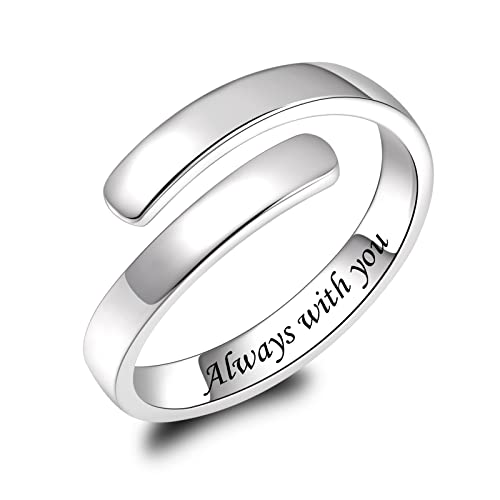 BEILIN 925 Sterling Silver Inspirational Jewelry Rings Adjustable Ring Personality Encouragement Gift for Teens Women - style: Always with you